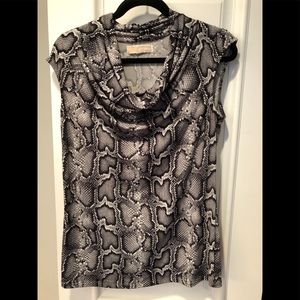 Michael Kors-python print sleeveless cowl neck top